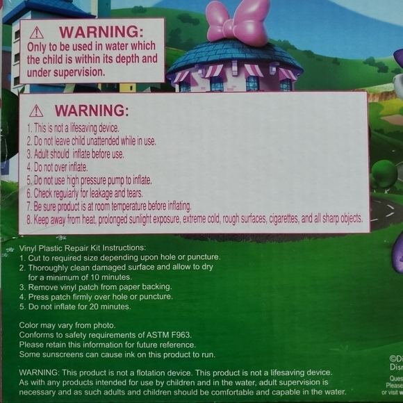 NIB Disney Minnie Mouse Junior Ride In Float Seat 0-3 New Swim Pool Sunmer EUC - Picture 4 of 4